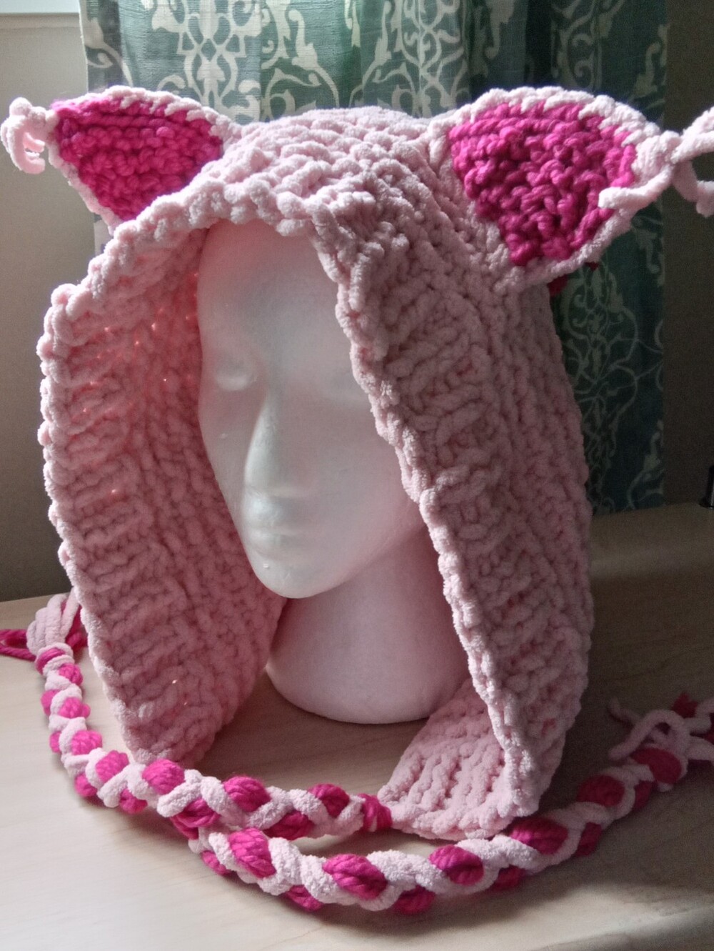 Hand Made OOAK Chunky Knitted Cosplay Fairy Elf Kitty Hood / Hat, NO Fuss Washer
